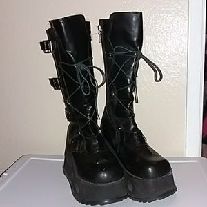 Knee high industrial goth boots
